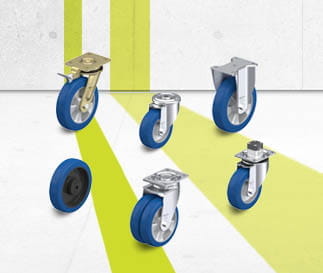 配 Blickle Besthane Soft 聚氨酯胎面的单轮和脚轮系列