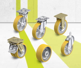 配 Blickle Extrathane 聚氨酯胎面的单轮和脚轮系列