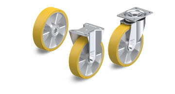 配 Blickle Extrathane 聚氨酯胎面的 ALTH 单轮和脚轮