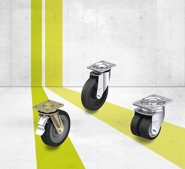 配弹性实心橡胶或超级弹性实心橡胶胎面的重型负载万向脚轮