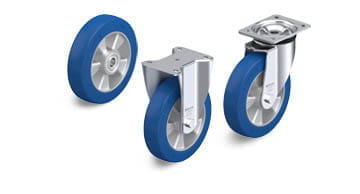 配 Blickle Besthane Soft 聚氨酯胎面的 ALBS 单轮和脚轮