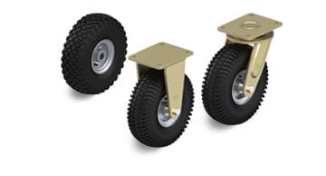 配充气轮胎的 PS 系列单轮、万向脚轮和定向脚轮