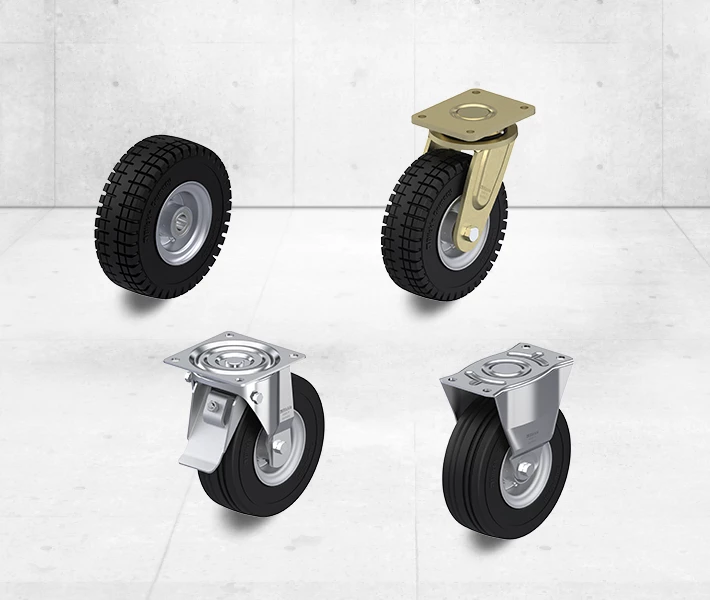 配超级弹性实心橡胶轮胎的单轮和脚轮